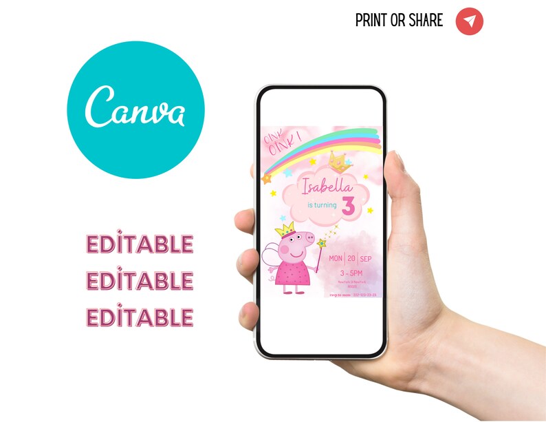 Digital Invitation Birthday Girl Card Invites Einvite Digital Etsy