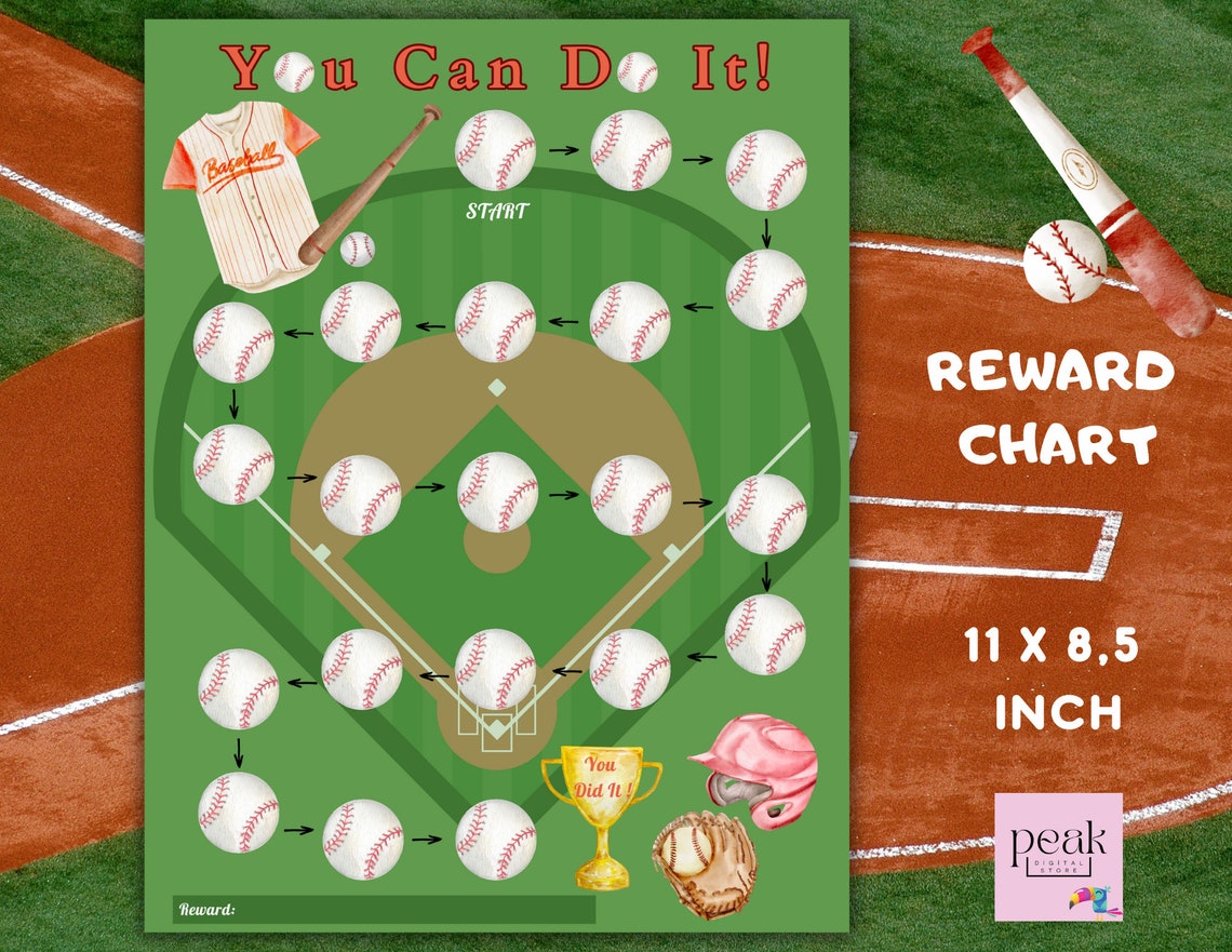 Printable Baseball Reward Chart Baseball Behavior Chart - Etsy