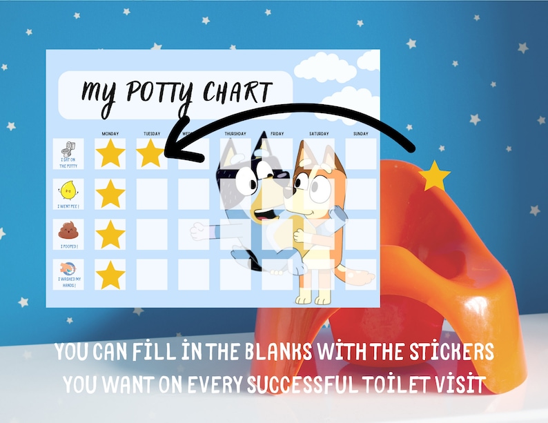 Bluey Potty Chart Printable Potty Training Prize Chart for - Etsy Finland