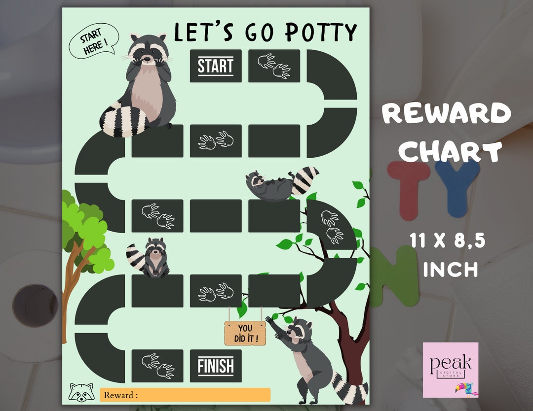 Racoon Reward Chart Potty Chart Printable Potty Training Etsy