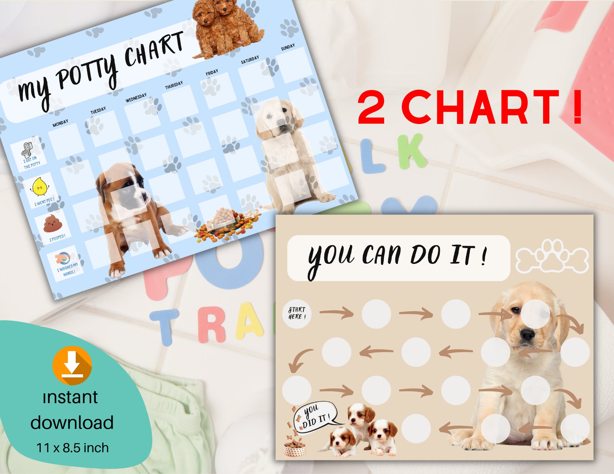 Puppy Dog Reward Chart for Kids Behavior Chart Printable, Chore Chart ...