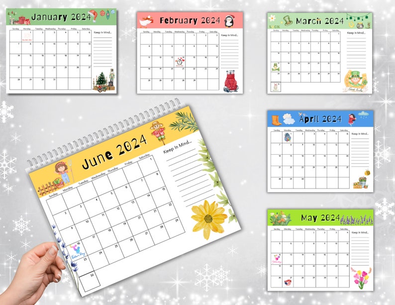 Printable Kids Calendars 2024 Calendars Homeschool Etsy Canada