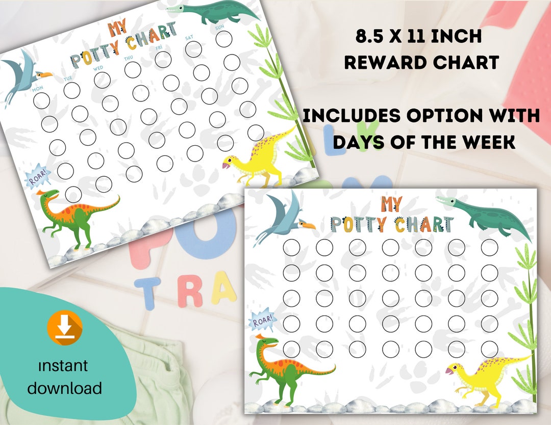 Dinosaur Potty Chart Printable Potty Training Reward Chart - Etsy
