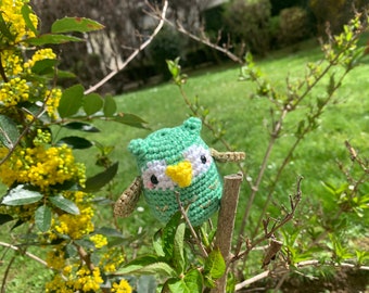 Peluche ou porte clé hibou en coton fait au crochet (Amigurumi)