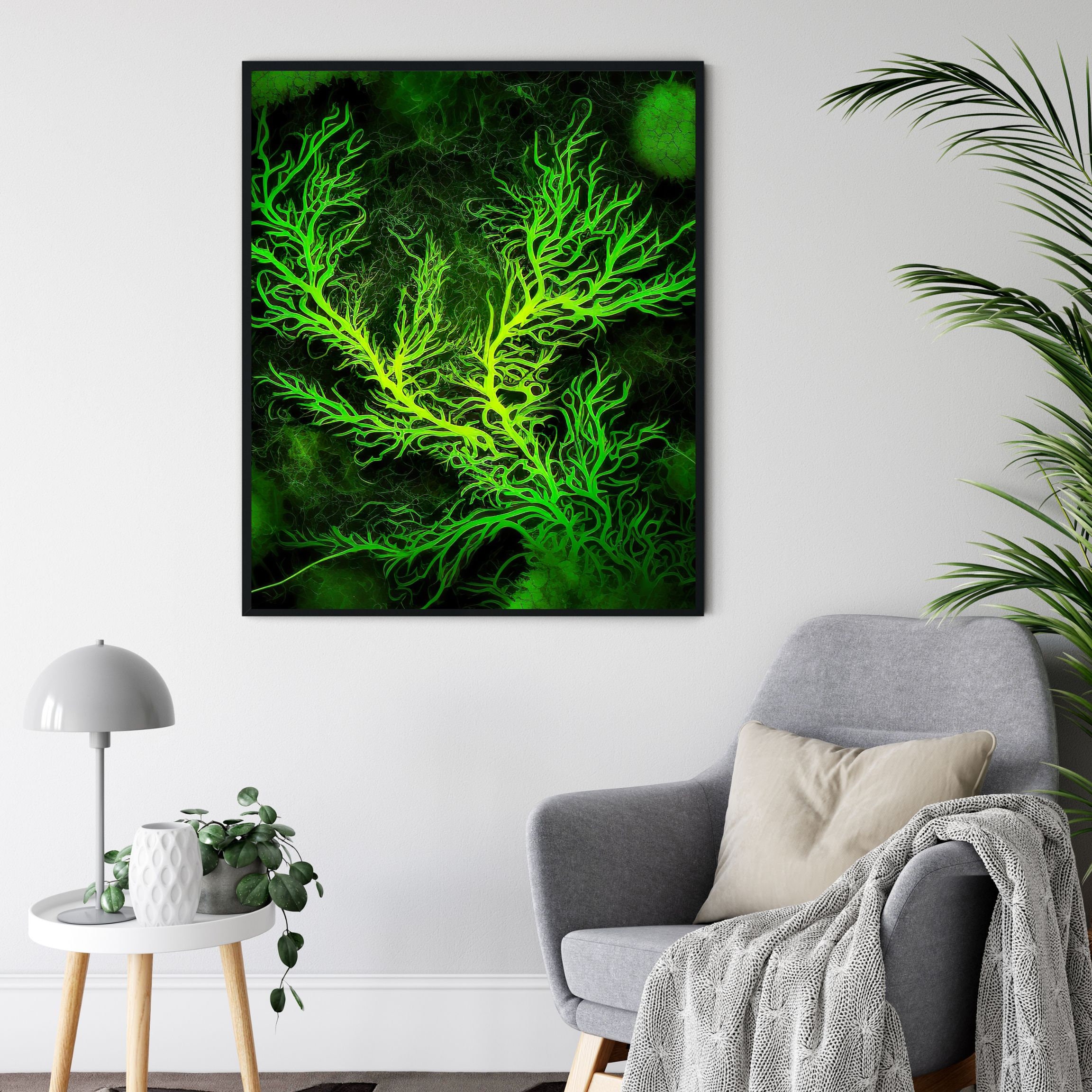 Moss Wall Print Green and Black Moss Print Moss Wall Art Etsy