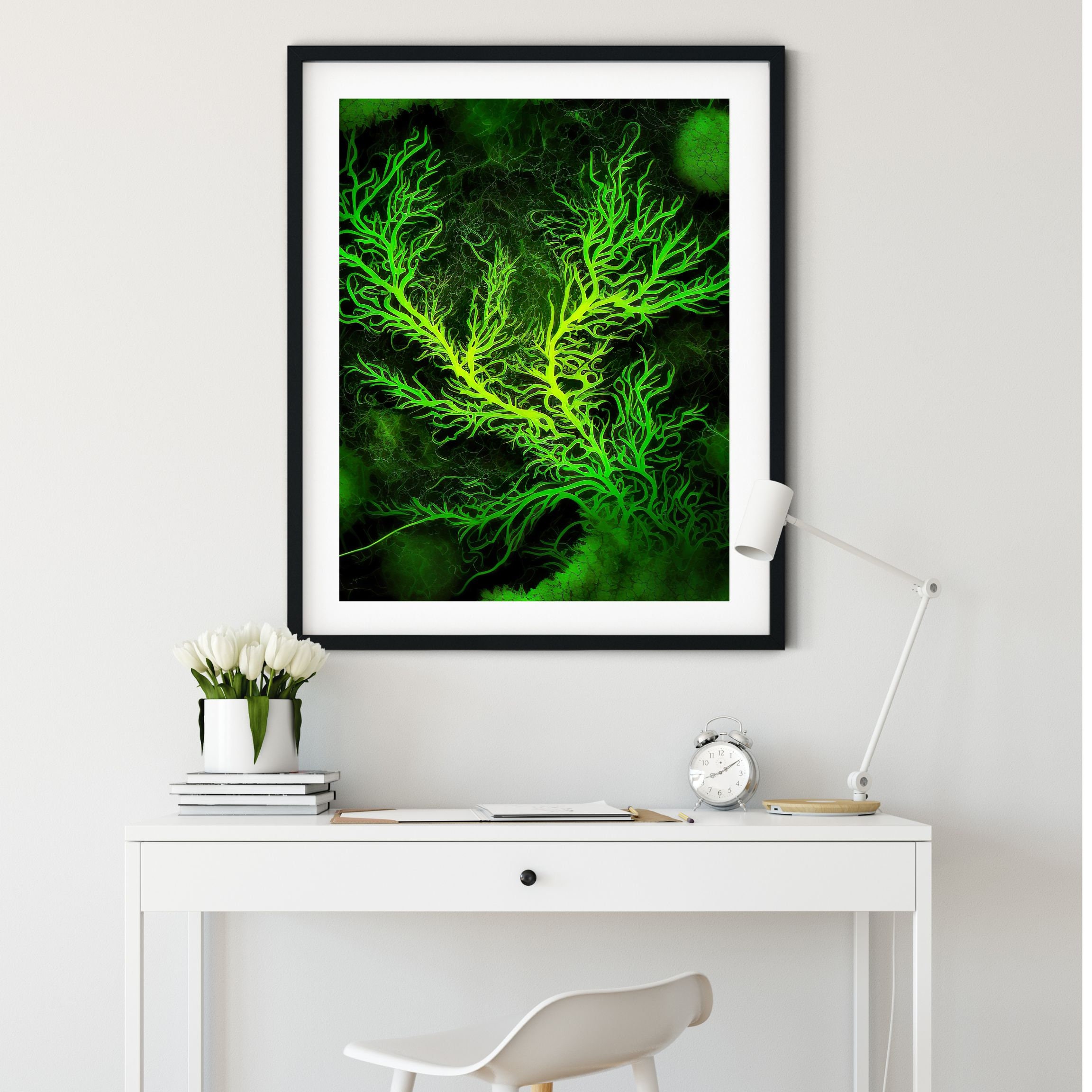 Moss Wall Print Green and Black Moss Print Moss Wall Art Etsy