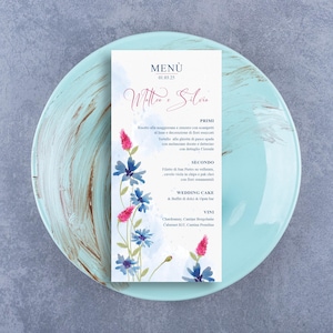 Menú de boda floral, boda verde, menú de boda personalizado