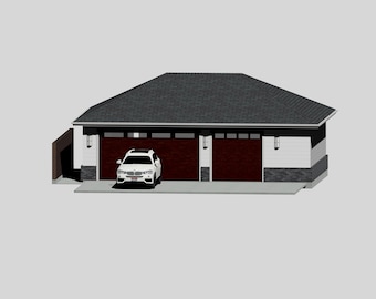 Detached 36' x 24' Triple Car Garage