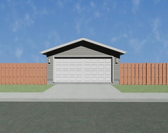 Detached 20'x20' Standard Two Car Garage Plans - Blueprint Digital PDF