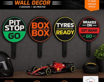 Formula 1 Pit Board Wall Decor – F1 Pit Stop Sign – Box Box – Racing Garage Decoration – Motorsport Wall Art – F1 Fan Gift – 3D Printed