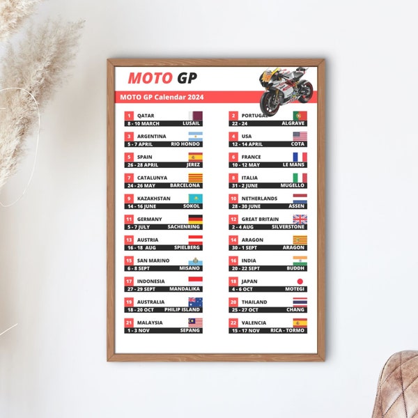 Calendrier officiel MotoGP 2024 PDF à imprimer en Français