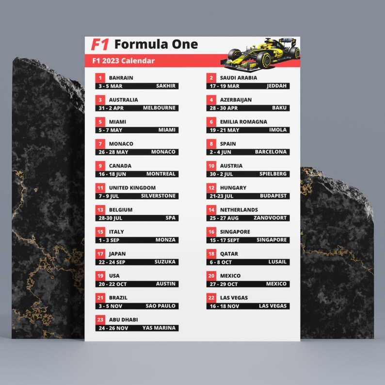 Calendario F1 2024 PDF e PNG da stampare Etsy Italia