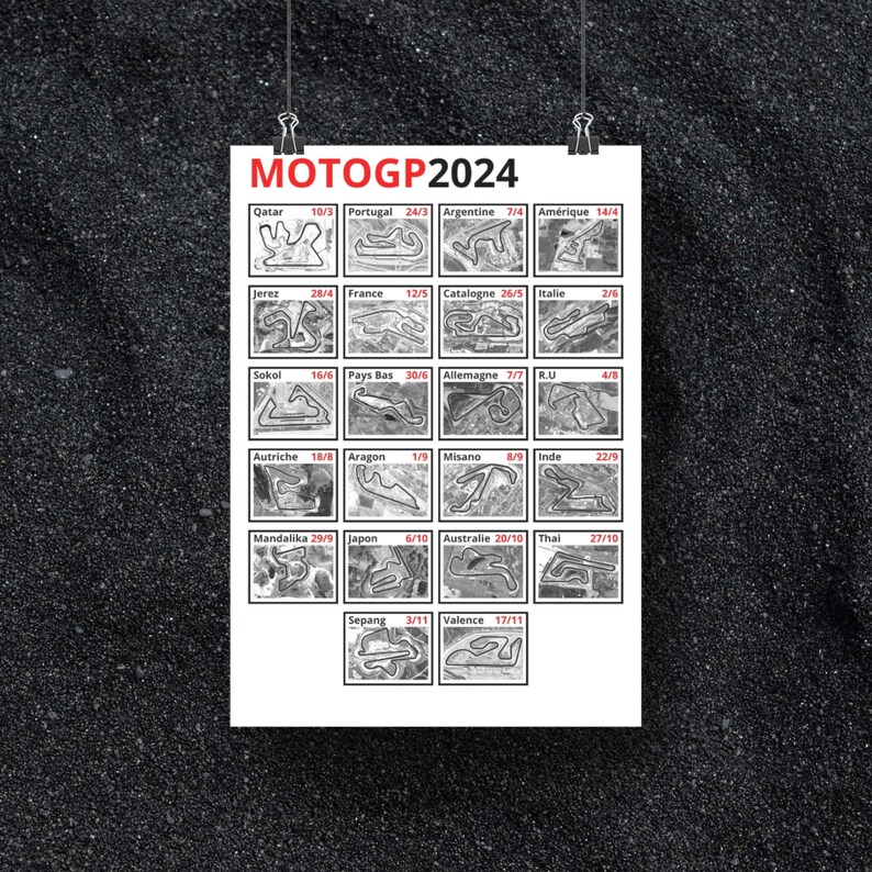 Calendrier circuits MOTO GP 2024 à imprimer Etsy France