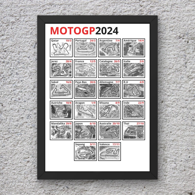 Calendrier circuits MOTO GP 2024 à imprimer Etsy France