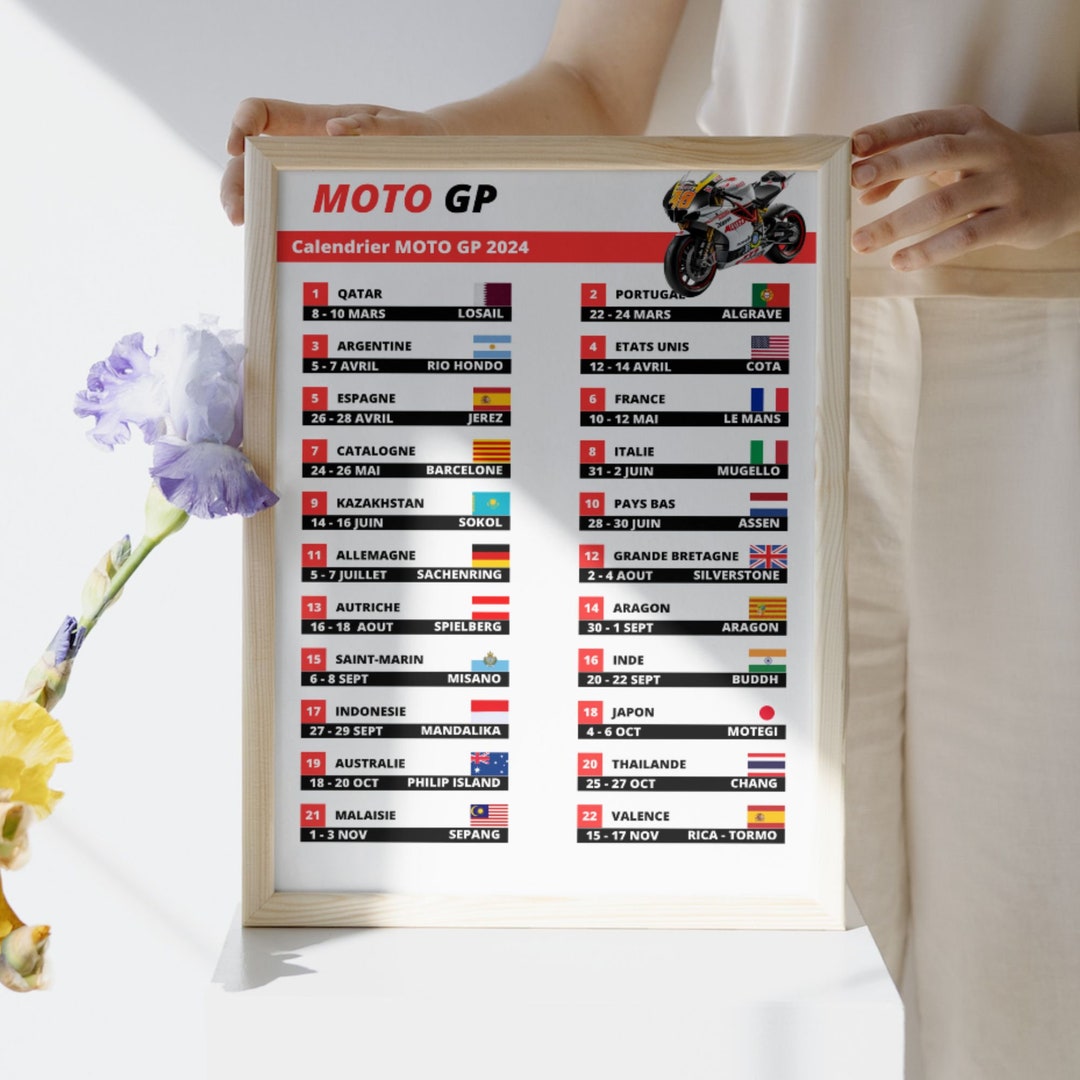 Calendrier officiel MotoGP 2024 PDF à imprimer en Français Etsy France