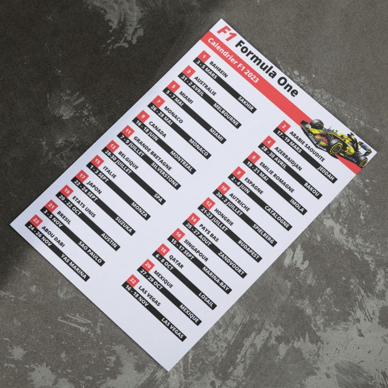 Calendario F1 2024 PDF y PNG para imprimir Etsy España