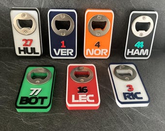 Bottle opener in the colors of F1 drivers