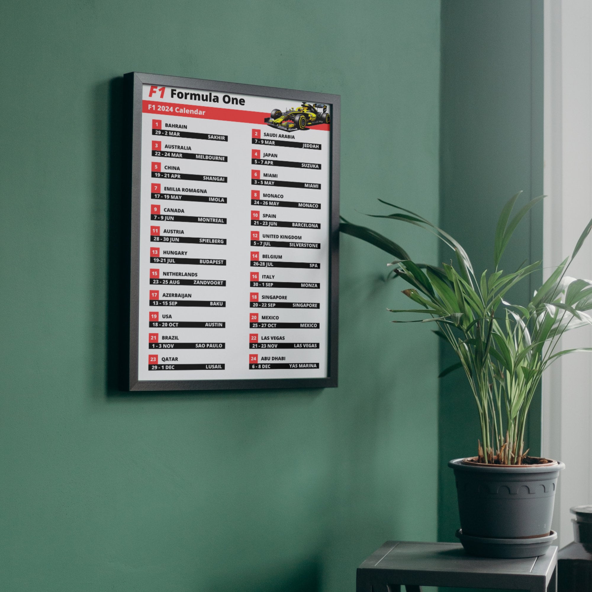 Calendario F1 2024 PDF e PNG da stampare Etsy Italia