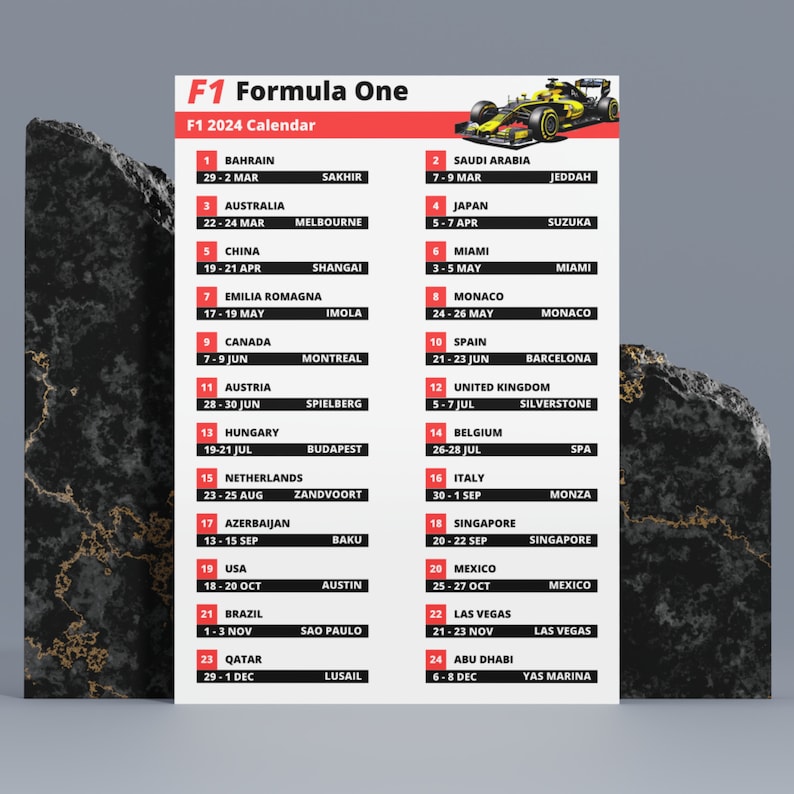 Calendario F1 2024 PDF e PNG da stampare Etsy Italia