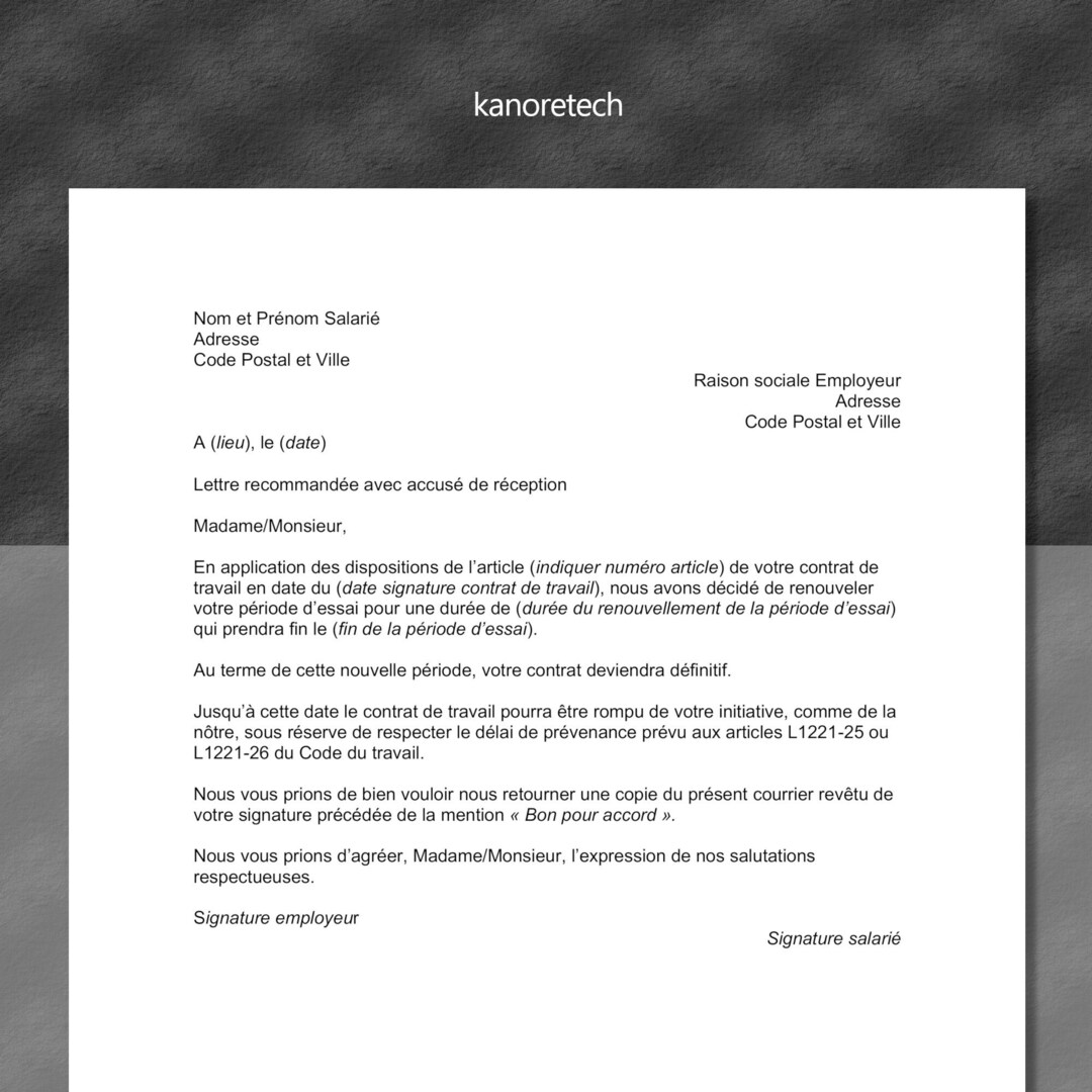 Modèle De Renouvellement De Période D