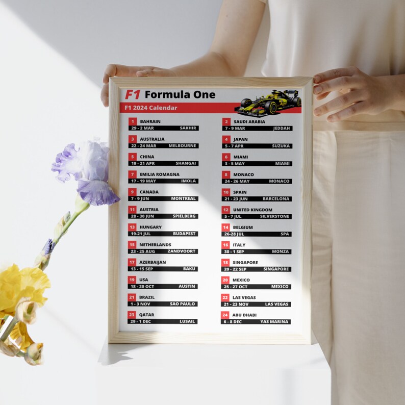Calendrier F1 2024 PDF et PNG à imprimer Etsy France