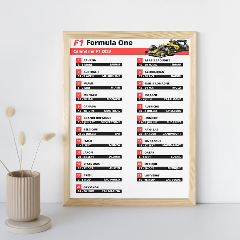 Calendario F1 2024 PDF y PNG para imprimir Etsy España
