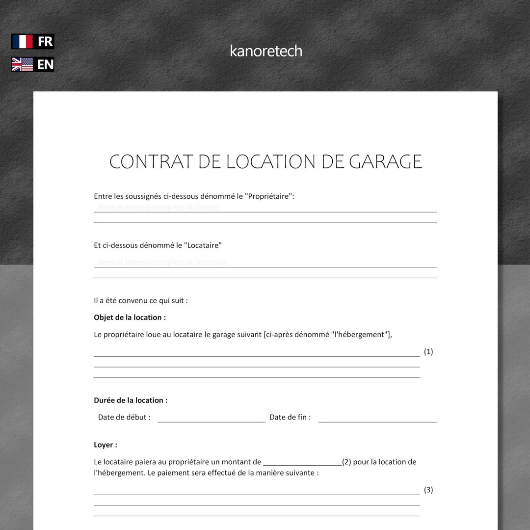 Garage Rental Agreement Etsy