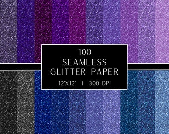 100 Seamless Glitter Digital Papers: Rainbow, Pastel, Sparkle (PNG, Digital Download)