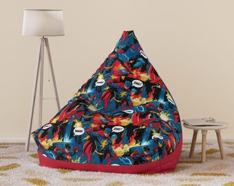 Superhero Bean Bag Chair Cover: Kids Playroom Decor, Cozy Seating