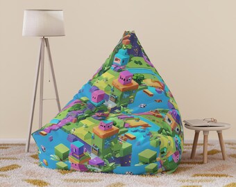 Colorful Kids' Bean Bag Chair Cover: Playroom Lounge Decor, Roblox Style