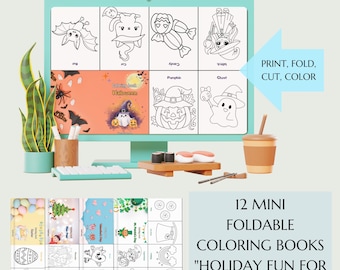 Libro para colorear navideño para niños: 12 minilibros imprimibles (Descarga PDF)