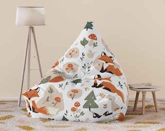Woodland Fox Bean Bag Chair Cover: Kid's Playroom Decor
