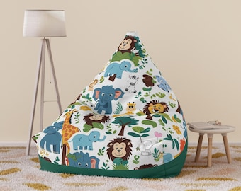 Colorful Animal Print Bean Bag Chair Cover: Kids Playroom Decor