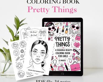 Fashion Coloring Book: Pretty Things, Makeup & Accessories (US Letter, Digital Download)