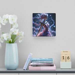Fairy Woman Acrylic Wall Clock: Ethereal Home Decor Timepiece