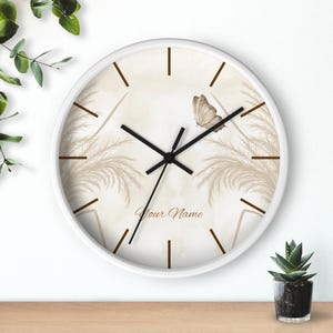 Personalized Butterfly Wall Clock: Rustic Home Decor, Custom Name