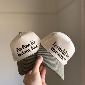 Green Corduroy Brim Embroidered Hat
