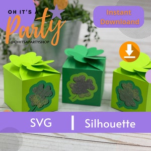 Colver Template box, St Patrick&#39;s Day Box svg, Gift Boxes svg, Shamrock Paper Box svg, Clover Gift Box svg, Studio