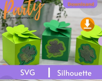 Colver Template box, St Patrick's Day Box svg, Gift Boxes svg, Shamrock Paper Box svg, Clover Gift Box svg, Studio