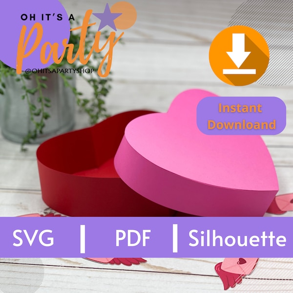 Heart Box template, Box with Lid template, Favor Box, Gift Box Template, 8.5 x 11 sheet, SVG, PDF, Cricut, Silhouette, Box Template.