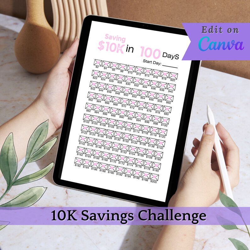 10K Savings Challenge Printable Saving Trackers, Template Money Saving ...