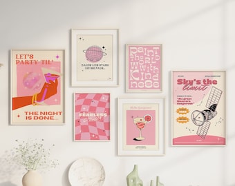 Ultimate Pink Quote Poster Set | Pink Merch and Gifts | Preppy Room Decor for Teens | Indie Room Decor for Teens | 6 Digital Download Prints