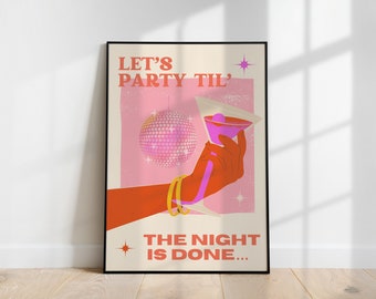 Party Pink Poster Wall Art Print | Merch and Gifts | Preppy Room Decor for Teens | Indie Room Decor for Teens | Digital Download Print