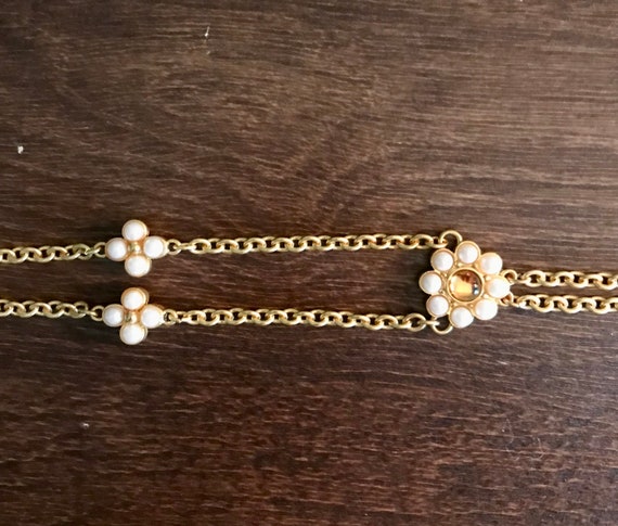 1990’s Avon Floral Flower Pearl Lariat Goldtone N… - image 8