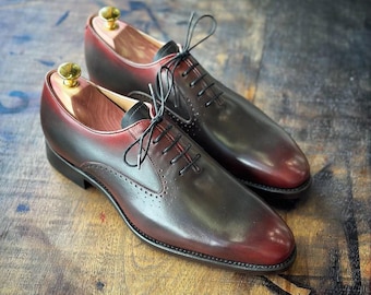 New Handmade Genuine Leather Patina Oxford Shoes For Men