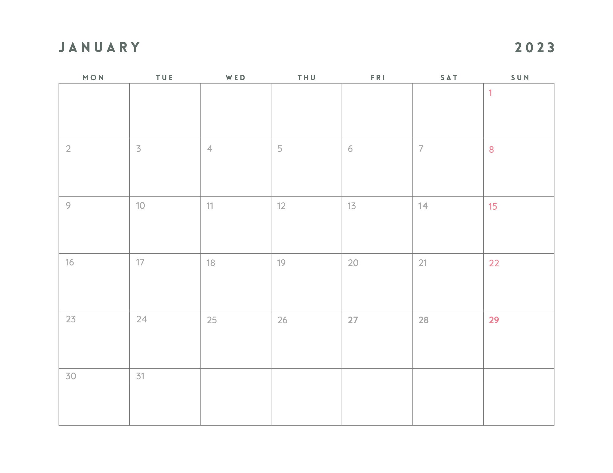 2023 Printable Calendar Instant Calendar PDF (Download Now) Etsy