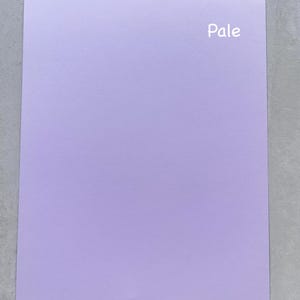 Puede incluir: Una hoja de papel de color lavanda p&aacute;lido con la palabra "Pale" escrita en blanco en la esquina superior derecha.