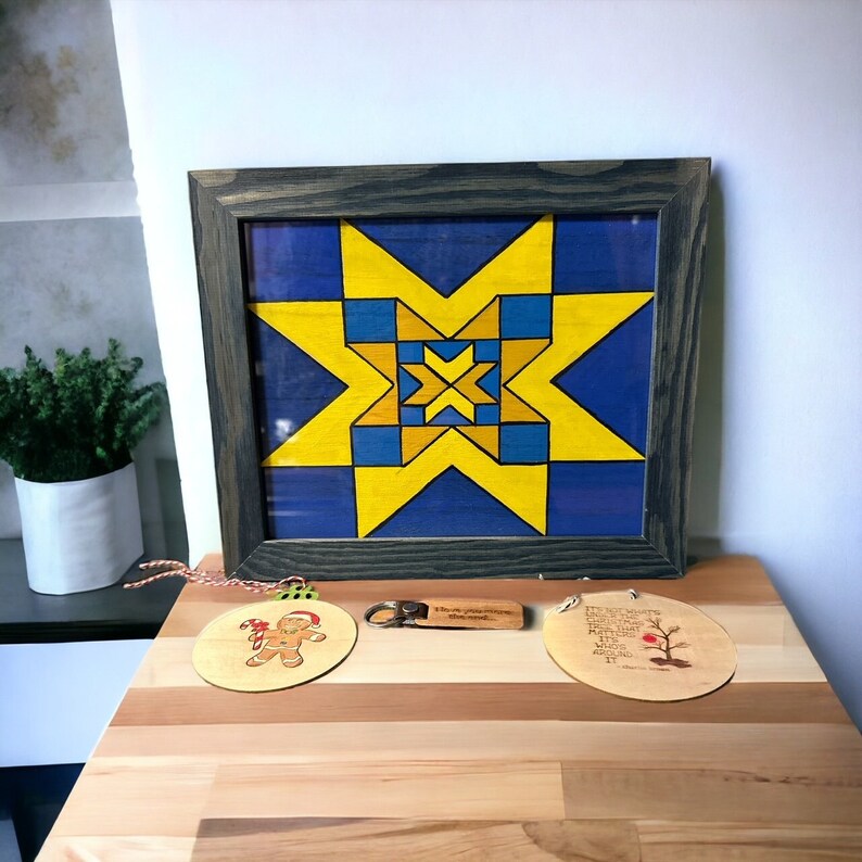 Wooden Framed Barn Quilt Gift Set Etsy