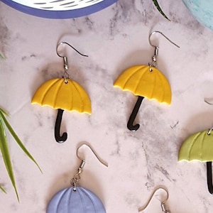 Cute Umbrella Dangle Earrings, Colorful Umbrella Earrings, Handmade Spring Earrings, Weather Earrings, Whimsical Earrings,Statement earrings