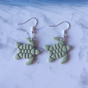 Handmade Sea Turtle Earrings, Summer Earrings, Beach Clay Earrings, Cute Turtle Jewelry, Ocean Jewelry